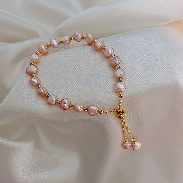 DAIHE 2023 New Fashion Simple Beaded Adjustable Slide Style Jewelry Natural Fresh Water Pearl Bracelet for Women