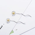 MIO Wholesale Fashion Jewelry Daisy Flower Earrings Handmade Silver Plated Earrings Long Pendant Chain Woman Earrings