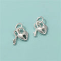 8.3*12.5mm Trendy 925 Sterling Silver Charm Finding Love Heart Shaped Lock and Key Pendant Diy Jewelry Accessories