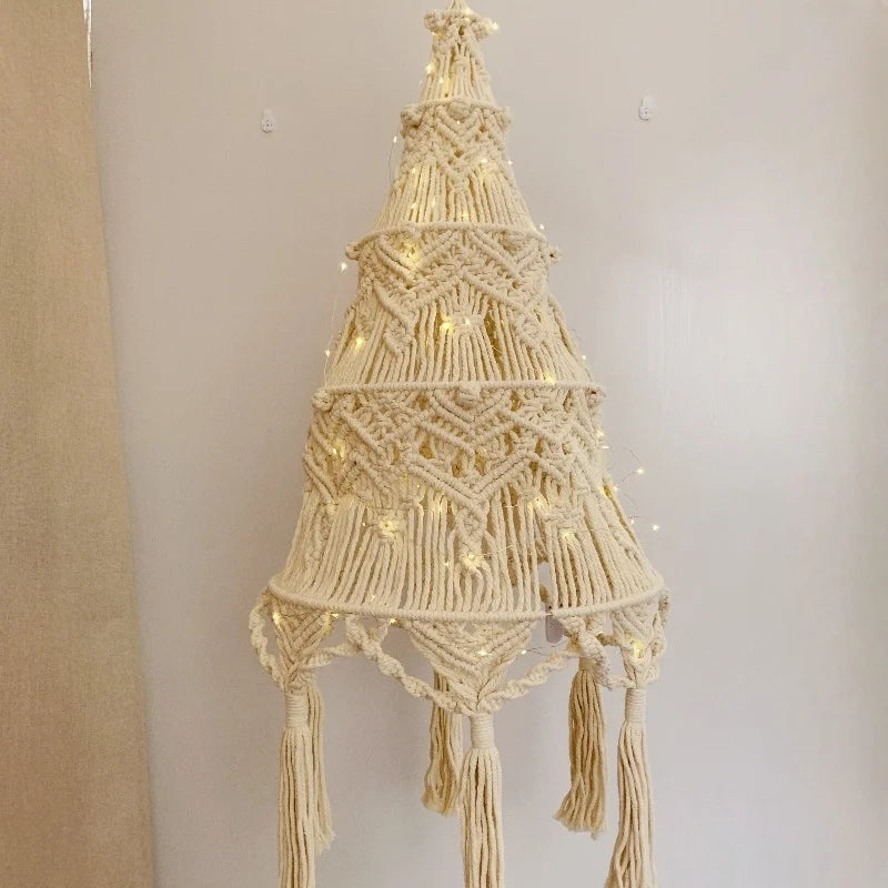 Handmade Cotton Woven Christmas Tree Shaped Decorative Lamp Shade with OEM Service