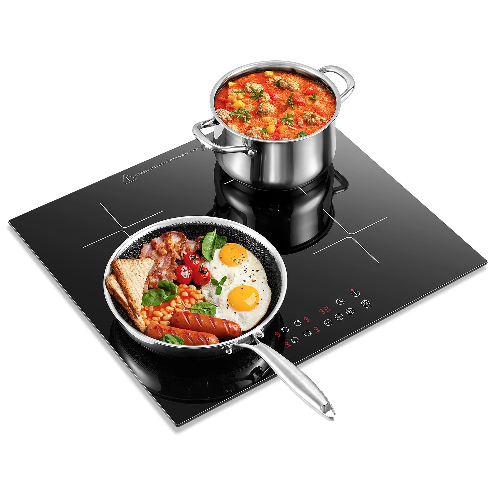 60cm Built-in 4 Zone Induction Cooktop with Booster Touch Control 6000W 9 Power Levels Timer Child Lock 220-240V