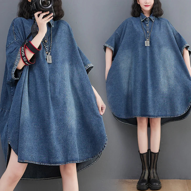 Boutique Wholesale 2026 Summer New Fashionable Lapel Casual Slimming Denim Women's Dress