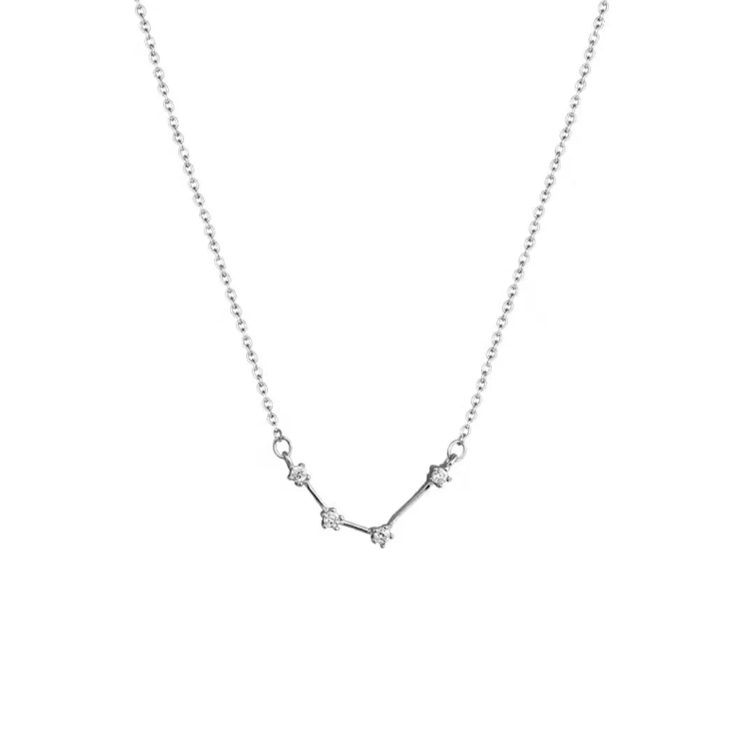 ACME 925 Sterling Silver Constellations Choker Necklace Pisces Delicate Zircon Astrology Aquarius Zodiac Personalized  Women