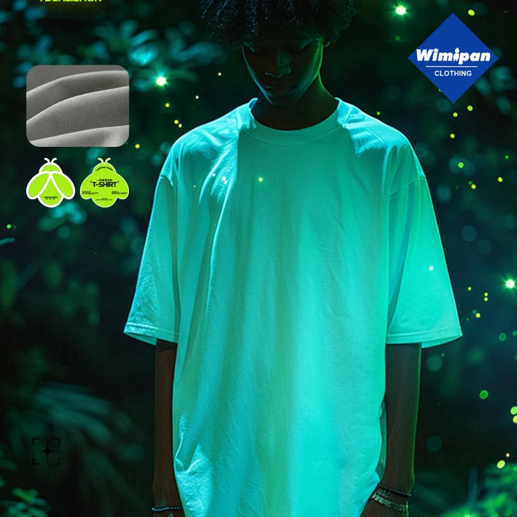Wholesale Loose Casual 240G T-shirt 100% Cotton Luminous T-shirt for Men