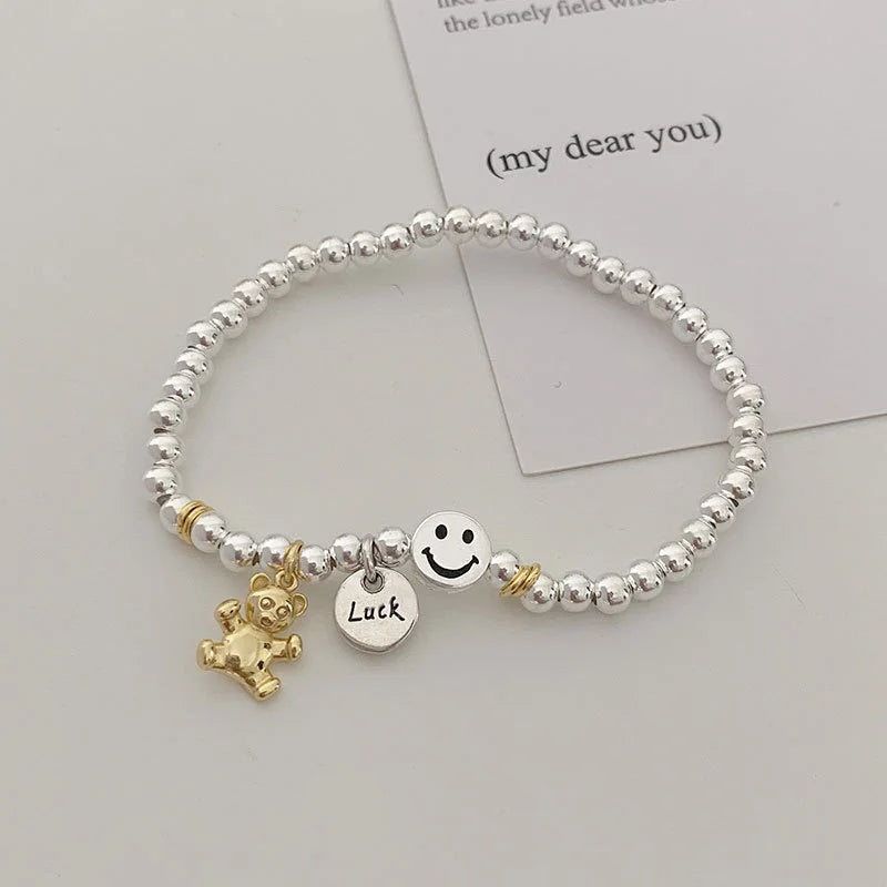 925 Sterling Silver Bear Charm Bracelet Lucky Women Bracelet