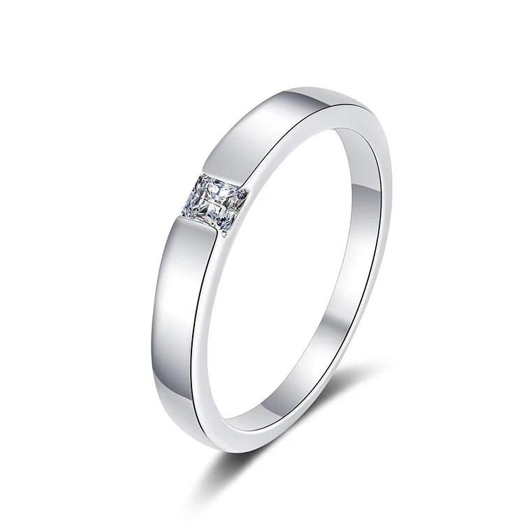 SGARIT Fashion Jewelry 0.30CT Princess Cut Moissanite Diamond Ring S925 Silver Wedding Bands Engagement Ring for Men Women
