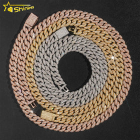 Wholesale Price 18k Gold Plated 10mm Width Brass 5A Zircon Cuban Link Chains Hip Hop Cuban Chain Necklace