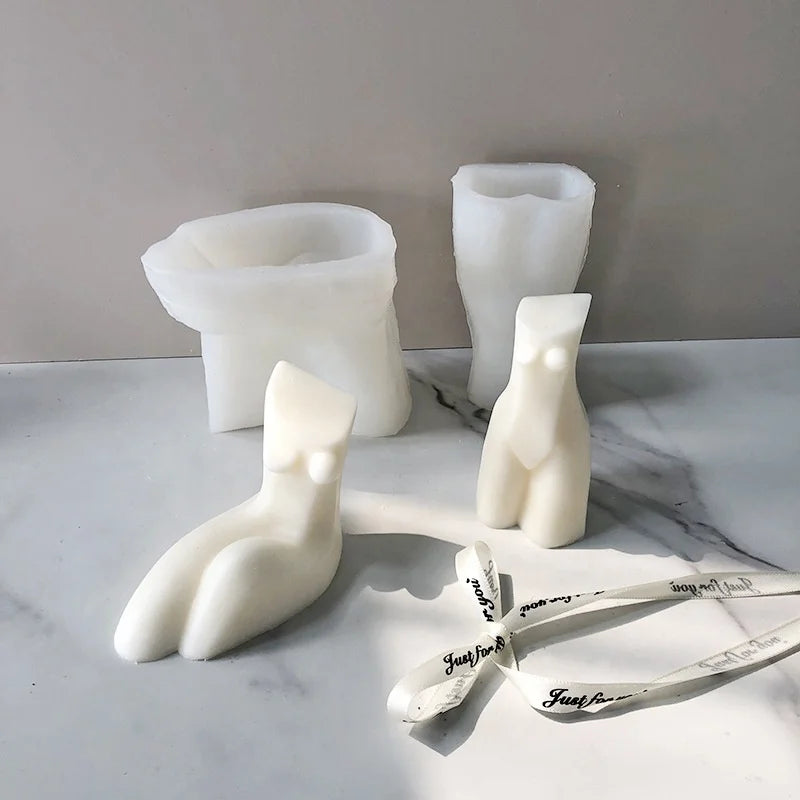 DM566 Geometric Abstract Human Body Scented Candle Mould Simple Portrait Plaster Wax Mold for Home Decoration