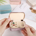 Luxury Pink Velvet Jewelry Box for Jewellery Earring Ring Necklace Packing Small Velvet Travel Jewelry Box Organizer With Zipper