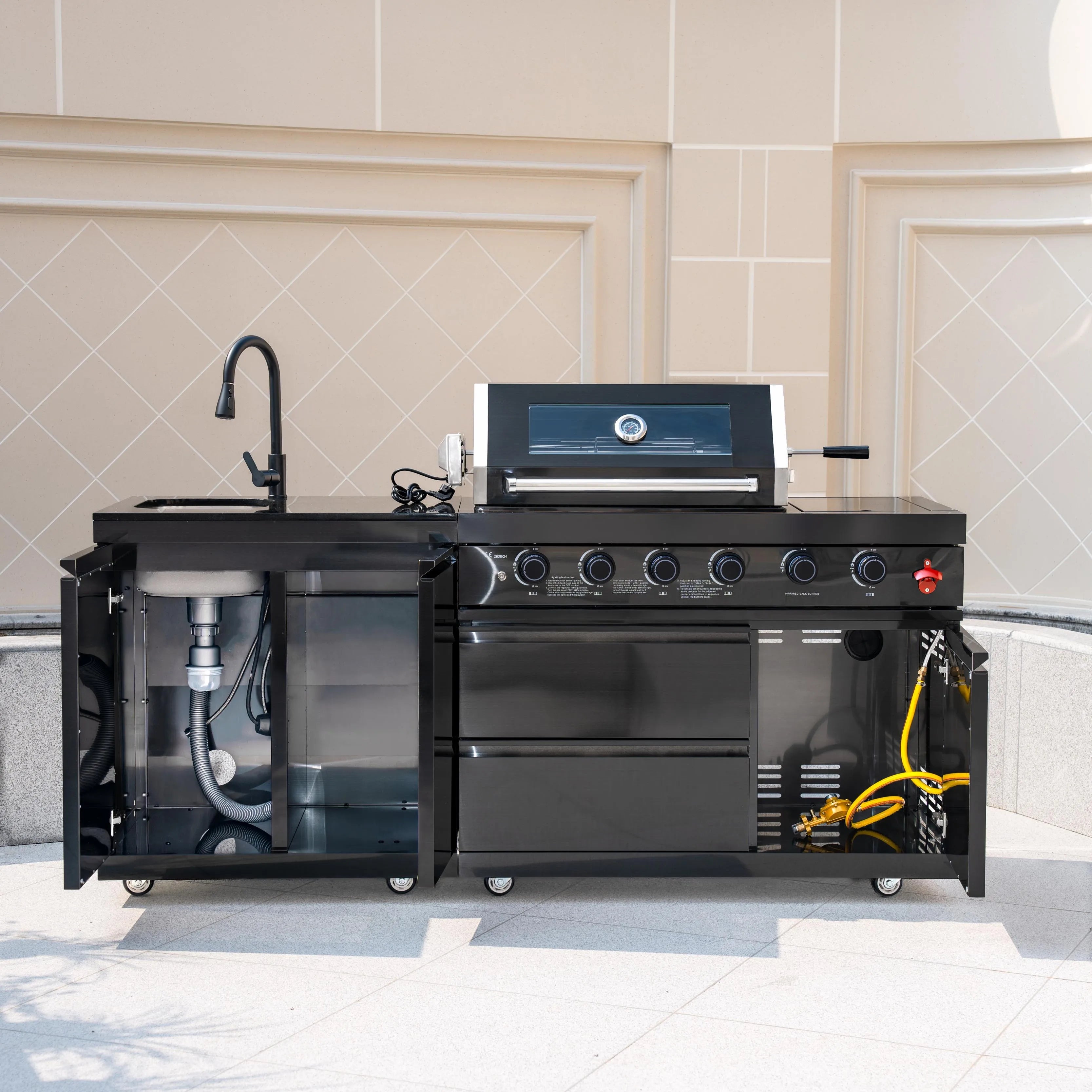 Modern Garden BBQ Outdoor Island Multifunctional 304 Stainless Steel Black Cofo Outdoor Kitchen Module