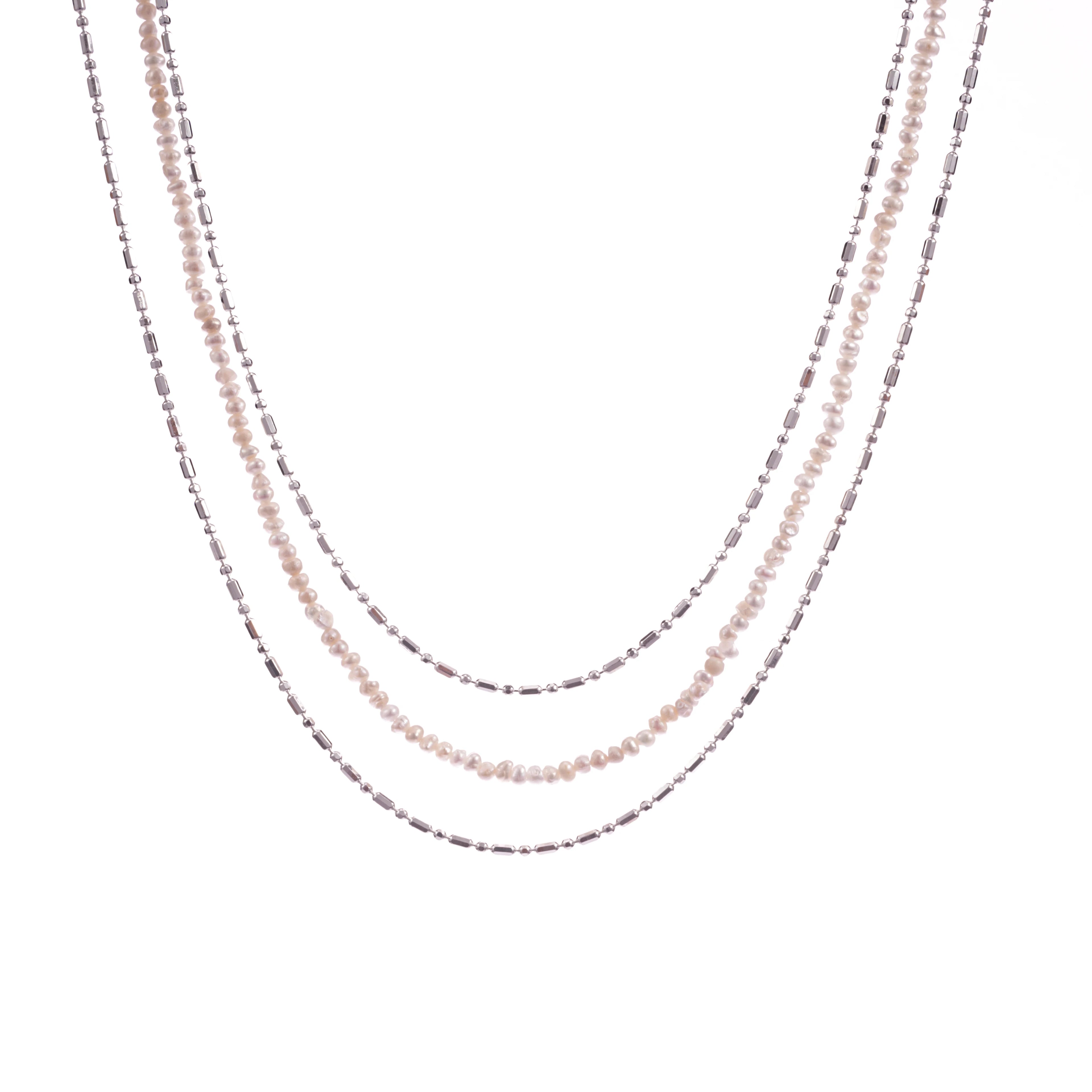 New Design Luxury  3-Layer Sterling Silver Necklace with Tiny Beads Chain Layer Elegant Luxury Jewelry for Women Hypoallergenic