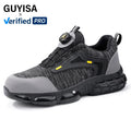 GUYISA Men's Safe Shoes Smart Button Steel Toe Light Weight Safety Shoes