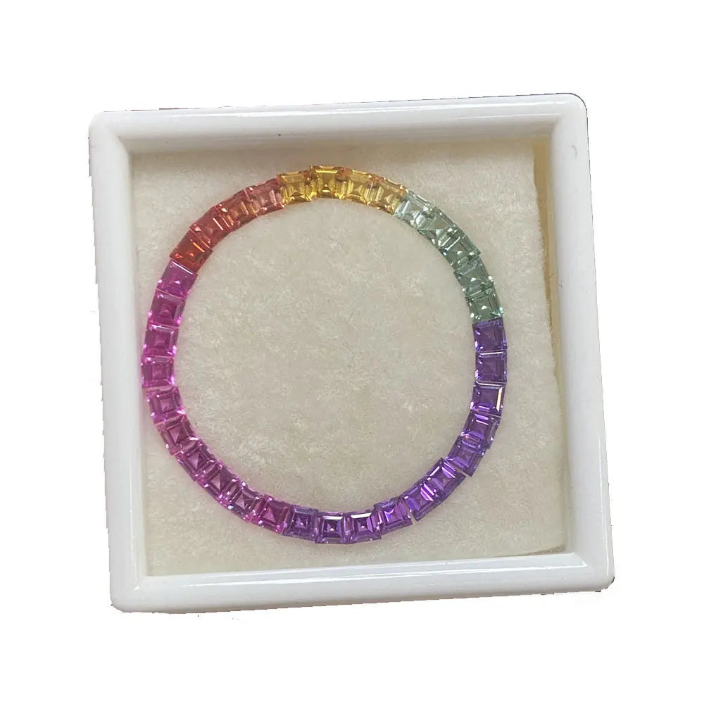 Trapezoid 3.3x3.1x2.8mm Synthetic Rainbow Corundum Sapphire Gemstones for Watch
