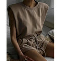 Summer Outfits for Women 2026 Causal Organic Cotton Tracksuit Two Piece Sleeveless Sweatshirt and Shorts Set