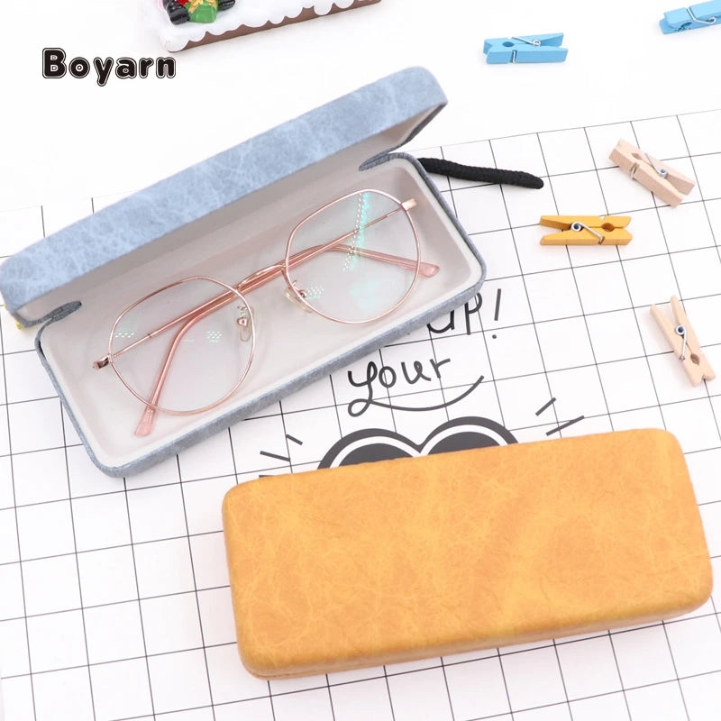 Boyarn Glasses Pu Leather Iron Box Portable Sunglasses Package Simple Fashion Sunglasses Box Eyeglasses Case Shades
