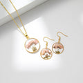 Fashion Gold Jewelry Hook Drop Dangle Earrings Natural Real Flower Dry Flowers Earring Resin Pendant Necklace Set for Women