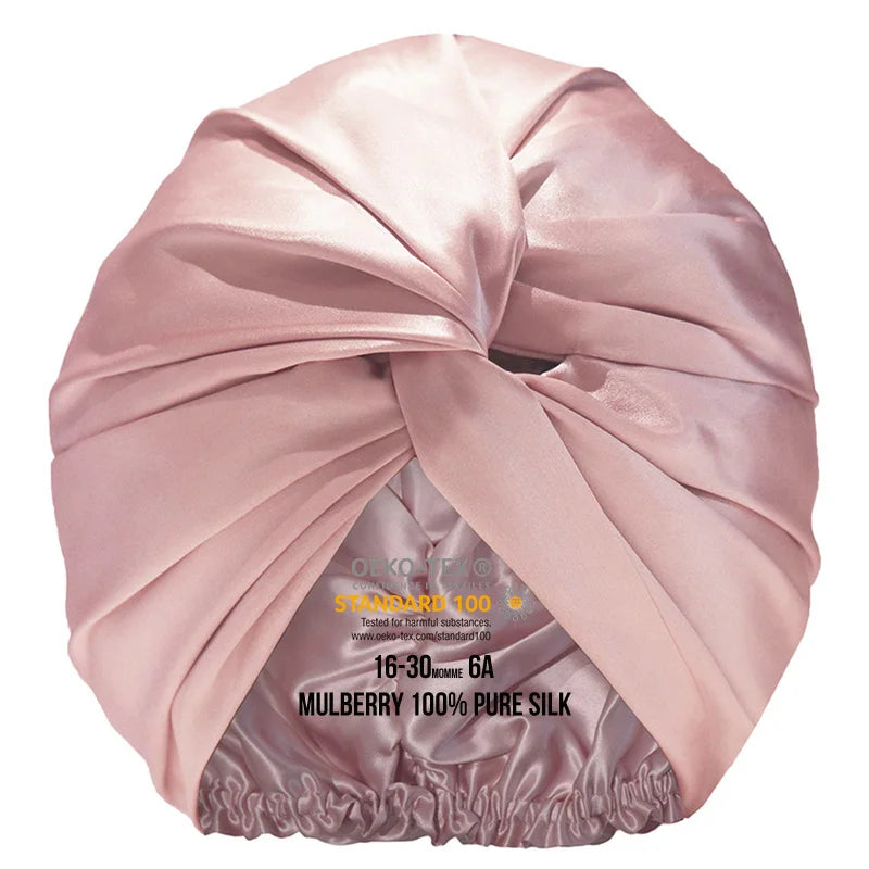 New Arrival Custom Logo 100% Mulberry Silk Sleep Hat Multi Color Natural Silk Bonnet for Women Hair Care