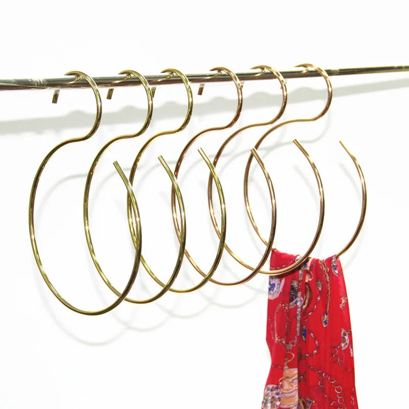 Gold Metal Wire Hanger for Hijab Closet Clothes Belt Scarf Hook Hanger  Belt Rack Scarf Ring Hangers Hook Closet Organizer