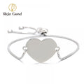 New Stainless Steel Trendy Engraved Heart Charm DIY Love Gift Jewelry Making Adjustable Box Chain Bracelet