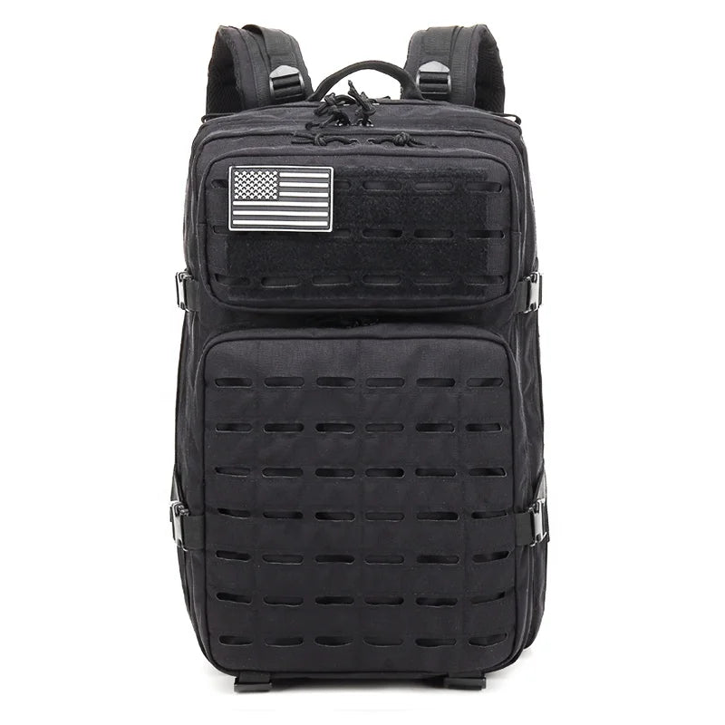 LUPU 45L/25L Laser Cut Black Sling Shoulder Assault Pack Durable Outdoor Molle Waterproof Hiking Tactical Backpack