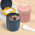 450ml BPA Free Eco-friendly Soup Mug Cup Convenient Plastic Reusable Square Soup Container with Wheat Straw Folding Fork Spoon