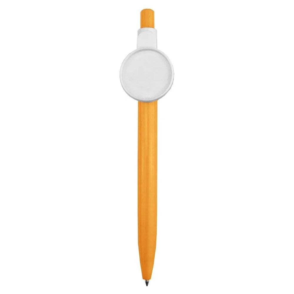Wholesale Newest Promotional Plastic Push Action Ballpoint Pen 25mm Button Badge Ball Pen Custom Logo Promotional Gifts BB010