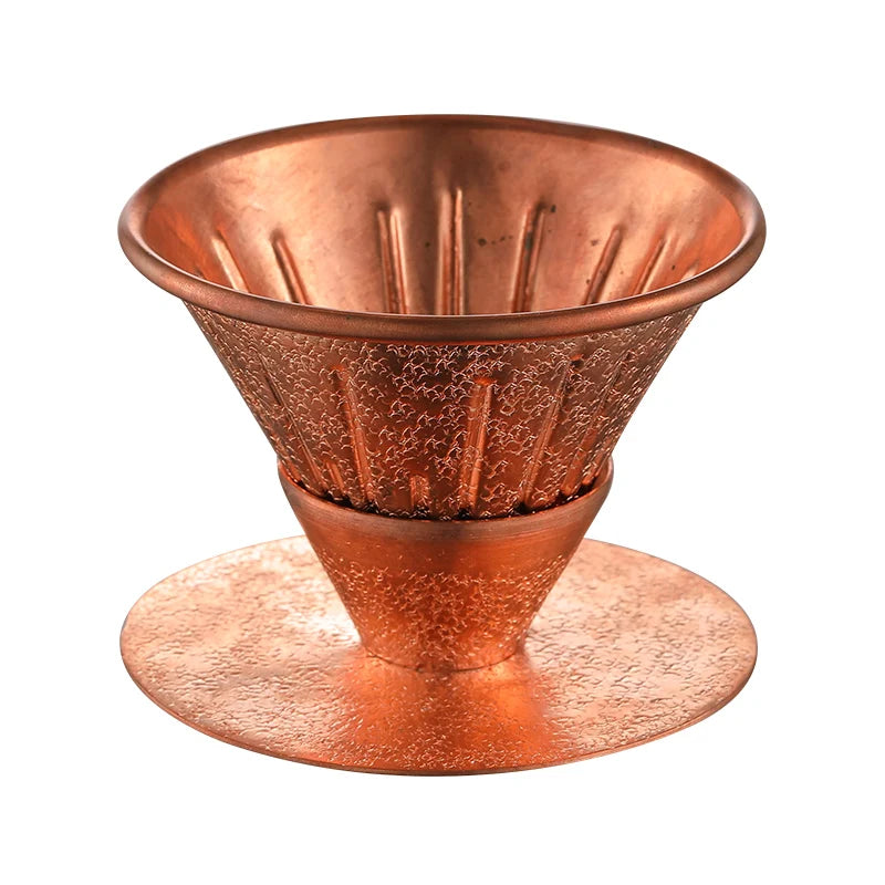 Luxury Copper Classic Style Portable Cone Coffee Dripper with 200mL Capacity Reusable Filter for Hand Drip Pour Over