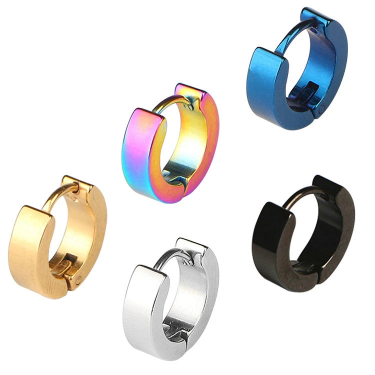 Fashion 316 Stainless Steel Ear Clip Silver Black Stud Earrings Men Women Ear Studs
