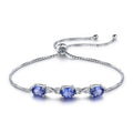 925 Sterling Silver Adjustable Tennis Bracelet Geometry Nano Tanzanite Zircon Fine Jewelry Bracelets & Bangles