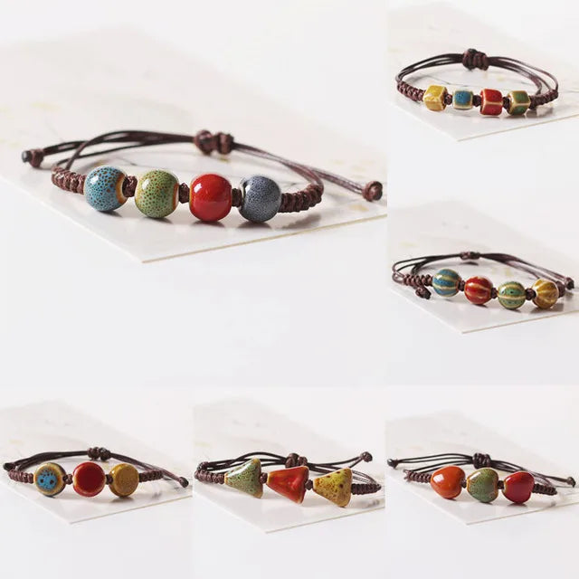 Custom Mexican Men Promotion High Quality Jewelry Ethnic Style Bracelet Woven Small Fresh Ceramic Women's Bracelet