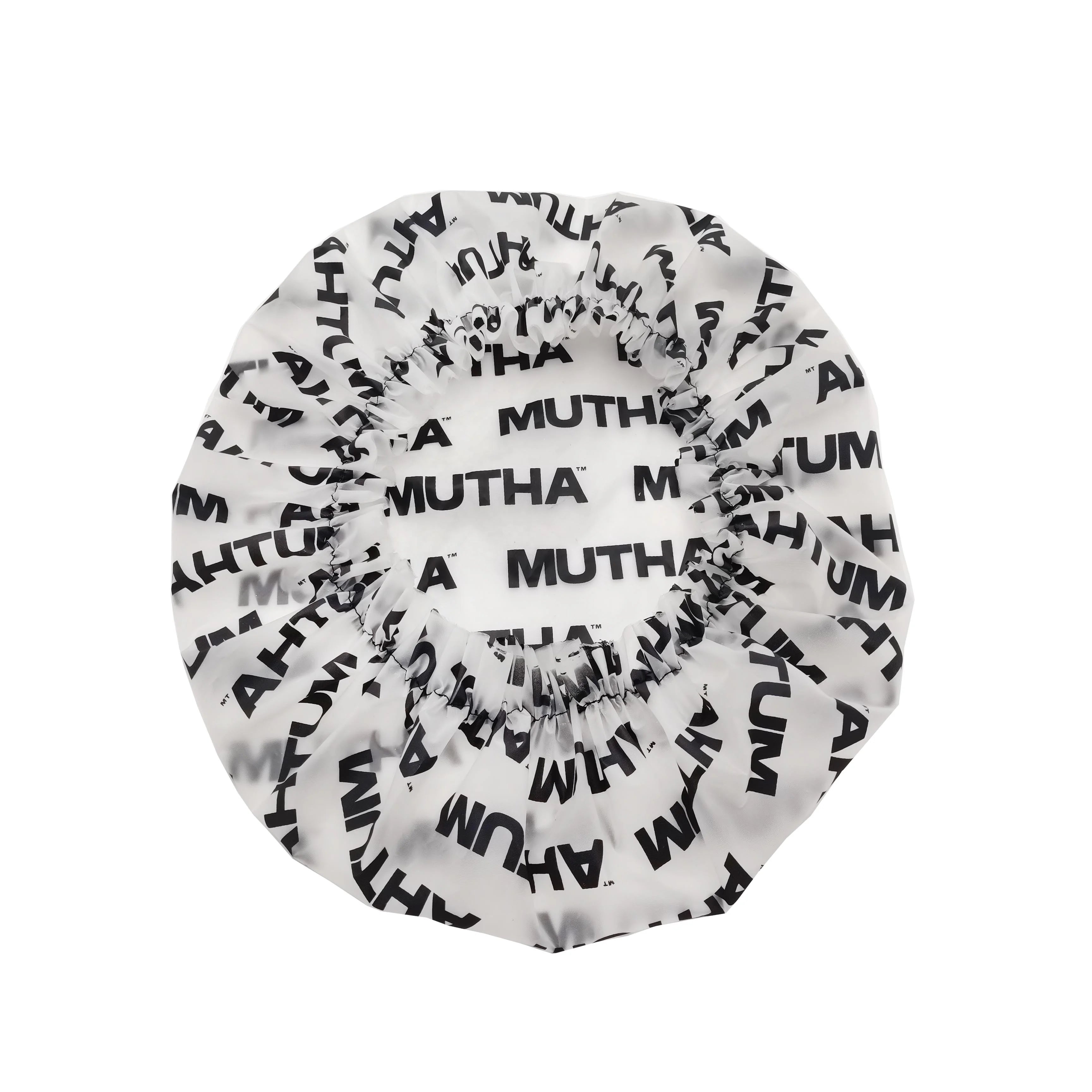 OEM Custom Design Eco-Friendly Transparent Letter Printed Plastic Shower Cap with Silk Bonnets for Women Waterproof Simple Style