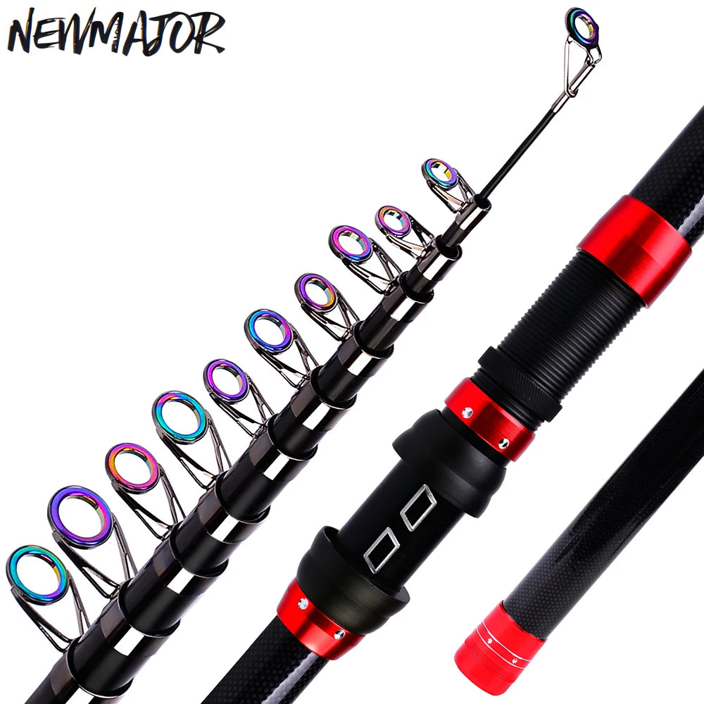 NewMajor 1-8m-3.6m Carbon Telescopic Fishing Rod for Freshwater and Saltwater Surf Fishing Beginner Sea Fishing Technique