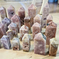 Natural Brazilian Crystal Pink Amethyat Point Tower For Home Decor