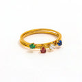 PVD Gold Plated Clear Green Blue Red Dainty Tiny Thin Zirconia Stainless Steel  Rings for Women Trendy Jewelry