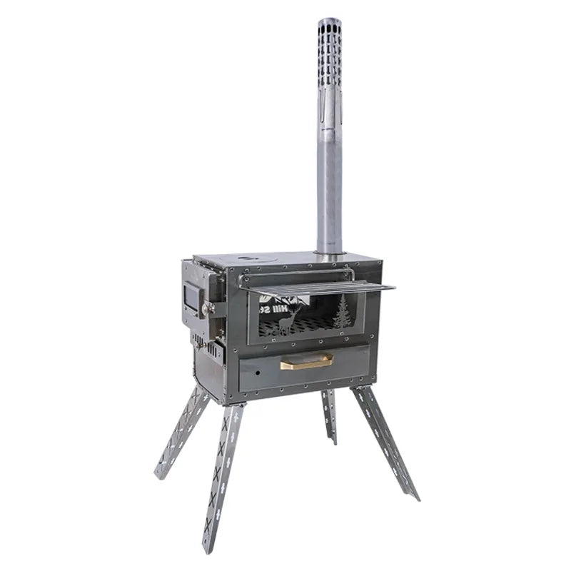 2025 Outdoor Stove Stainless Steel Portable Camping Stove With Pipe for Vented Tent Cooking