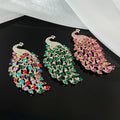 Exaggerated Big Crystal Bird Lapel Pins Women Color Rhinestones Peacock Brooch Pin for Wedding
