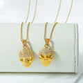 Women's Stainless Steel Skull Necklace New Summer Waterdrop Hip Hop Hypoallergenic Zircon Pendant Necklace for Gifts