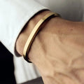 Fashion Women Men Glossy Open  Bangle Real Gold Plating C Shaped Cuff Bangles Stainless Steel