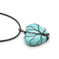 HZ Semi-precious Gemstone Pendant Blue Turquoise Heart Shape Pendants Crystal Chips