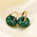 18K Gold Stainless Steel Black Agate Hoop Earrings Children's Romantic Anniversary Simple Temperament