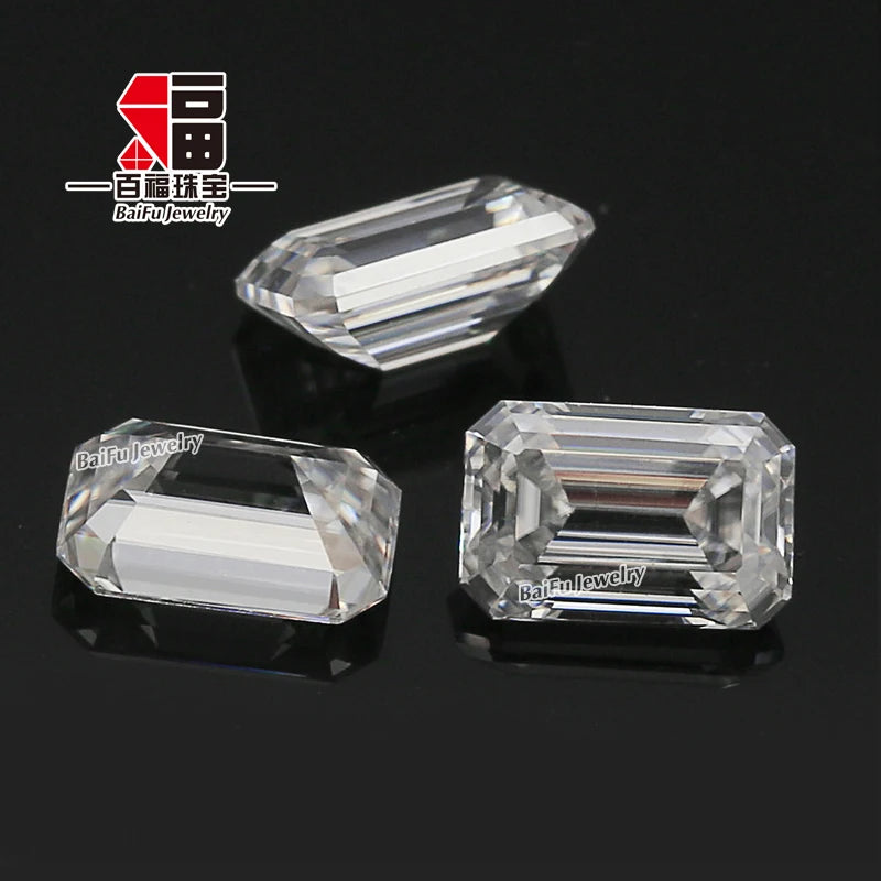 Baifu Jewelry Top Clarity VVS DEF White Loose Emerald Cut Moissanite Diamond
