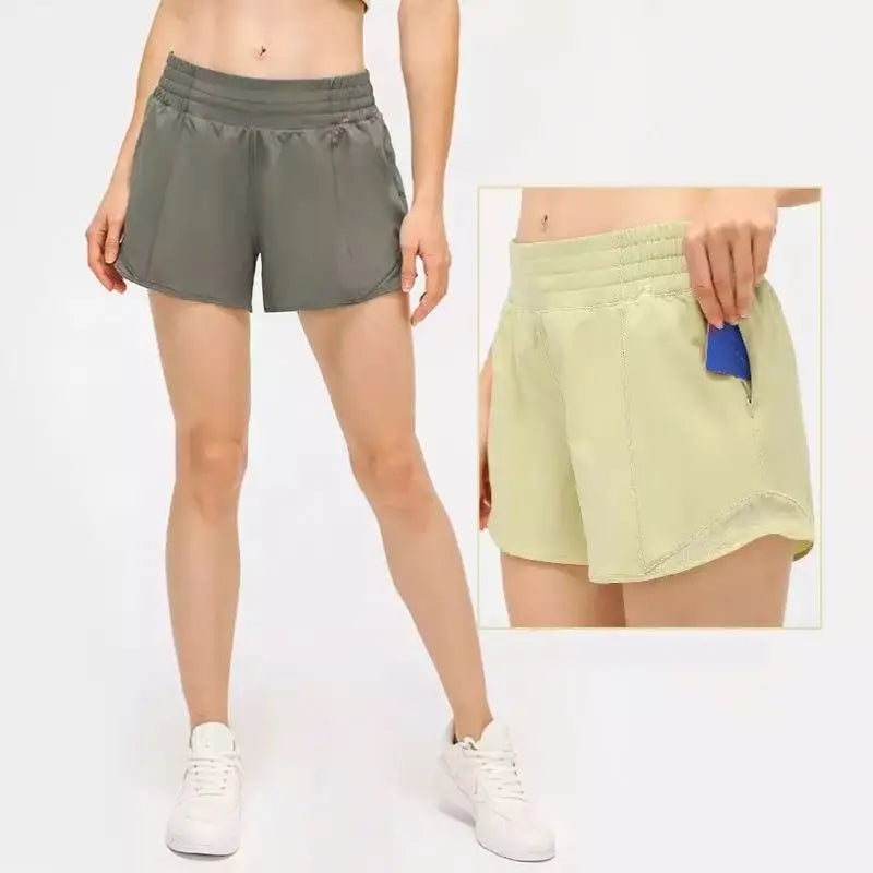 Quick Dry Loose Fit Women Jogging Training Mesh Shorts Back Hidden Pocket Women Running Fitness Sports Biker Shorts