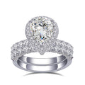 Messi Jewelry Luxury Design Wedding Engagement 925 Silver 14K Pear Cut Lab Diamond Halo Ring