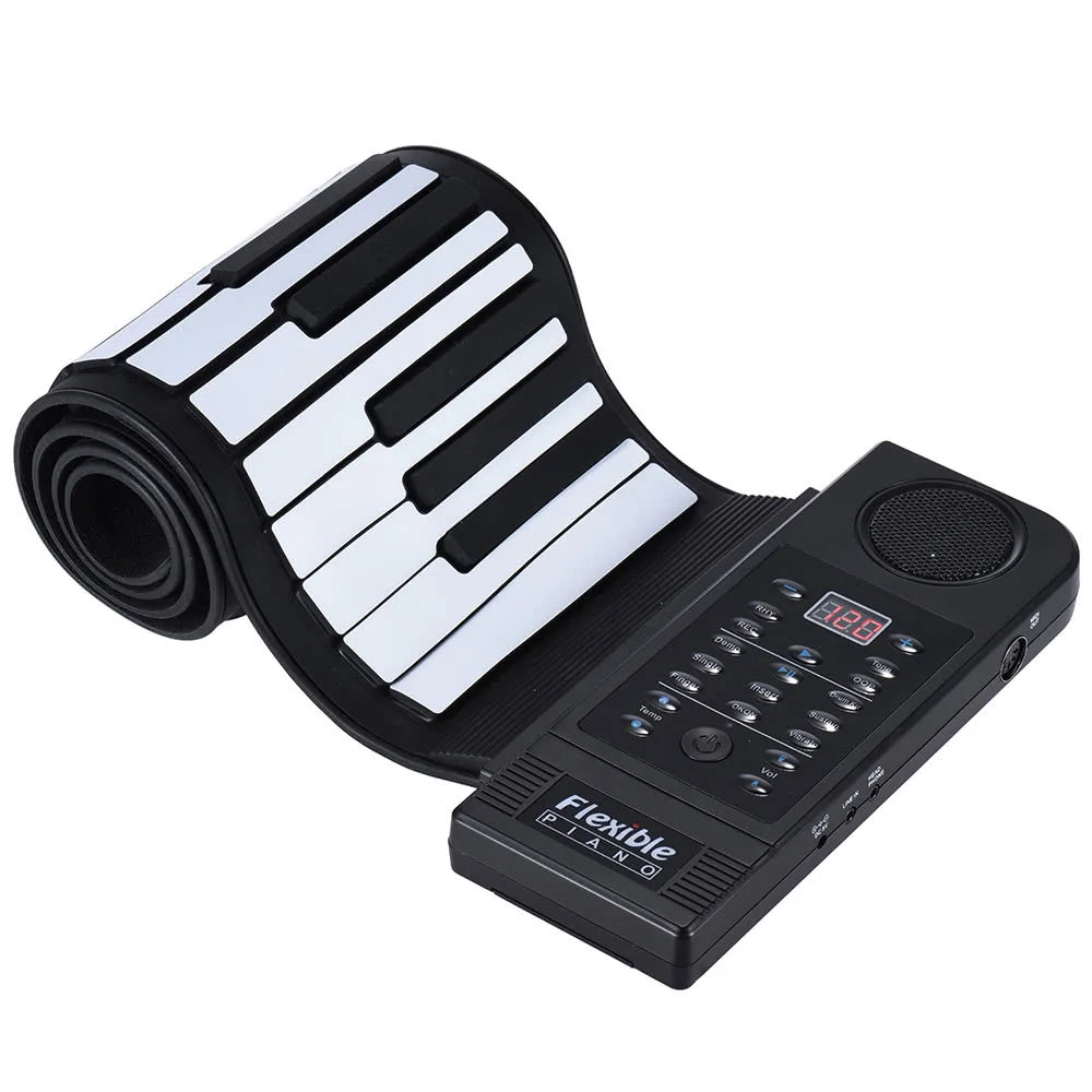 Portable Silicon 61 Keys Roll up Piano Electronic MIDI Keyboard with Built-in Loud Speaker
