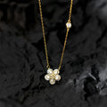 Fashion Fine Jewelry 925 Sterling Silver Flower Diamond Five Petals Zircon Pendant Gold Plated Necklaces Women