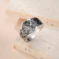 Myshape  Tree of Life Ring Yggdrasil World Tree Celtic Knot Adjustable Ring Stainless Steel Wedding Band Wholesale Jewelry