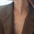 14K Gold Plated Stainless Steel Double Necklace Fashion Ring Pendant Valentine's Day Gift
