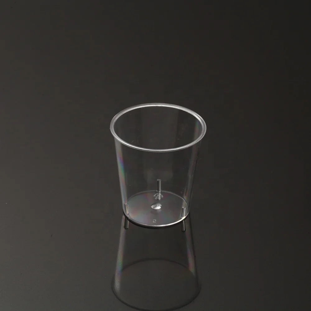 2024 Custom Printing Logo Biodegradable PS Plastic Clear Modern Luxury 1oz 30ml Take Away Shots Cups Saucers Party 3g