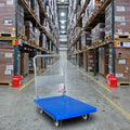 Heavy Duty Warehouse Transport Foldable Platform Hand Trolley Plastic Goods Carry Trolley 50-100kg Capacity Silver LFGB