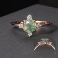 OL1014 Abiding Shield Good Plating 2024 New Style 925 Sterling Silver Engagement Moss Agate Women Ring for Engagement